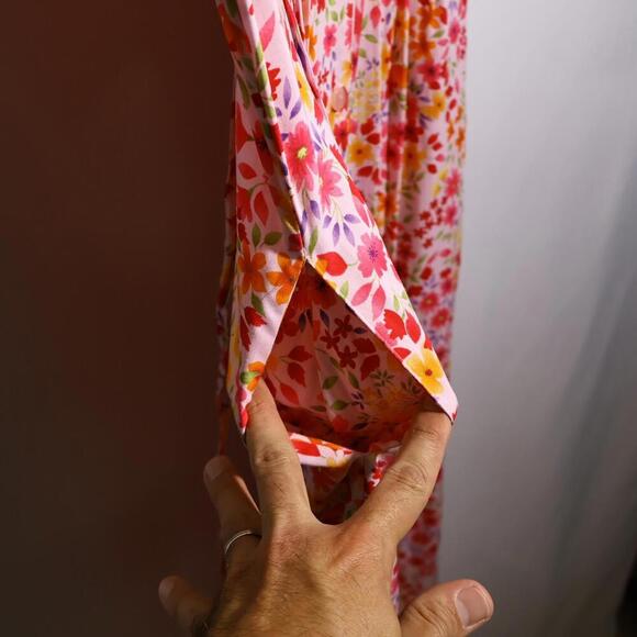 VTG Button Up AOP Floral Maxi Dress Collar Flowers Pockets Boho Cottage Fairy M - Picture 4 of 7